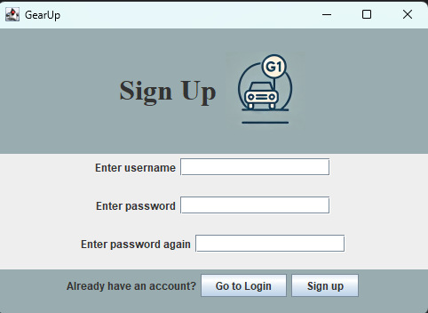 GearUP login page